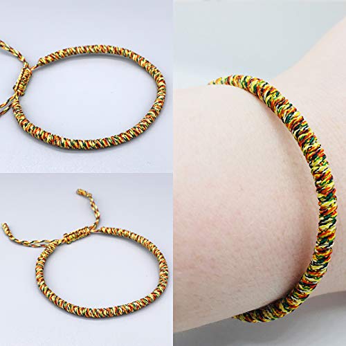 Reclaiming Zen Pulsera Tibetana Cuerda Budista Hecha a Mano Nudo de la Suerte (Conjunto de 3 - Rojo, Rojo Intenso, Multi-Dorado)