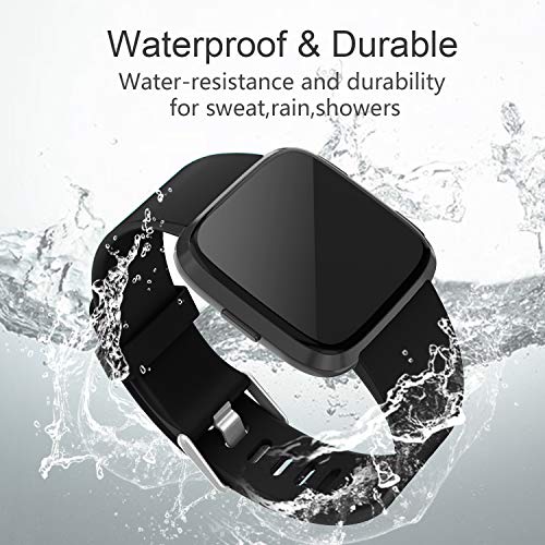 Recoppa For Fitbit Versa Correa, Soft TPU Reemplazo Versa Band Compatible con Versa Lite/Versa Special Edition/Versa 2, Mujeres Hombres Pequeño Grande (01 Negro, Pequeño (muñeca de 5.5"-7.1"))