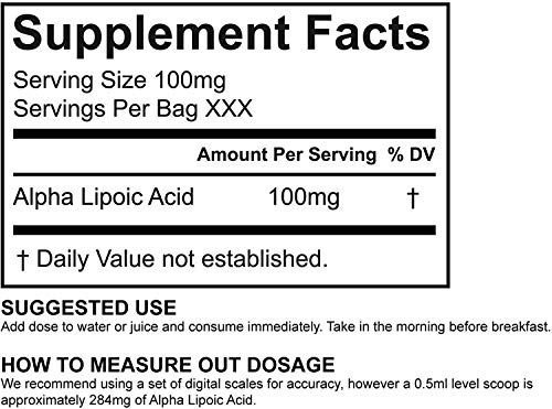 REDWELLS 100g puro (Sin aditivos químicos) Ácido alfa lipoico Polvo poderoso antioxidante GMO Free Vegan