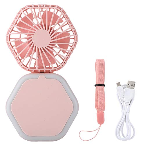 Redxiao Ventilador Ligero Recargable, Ventilador Multifuncional Plegable DC 5V, para Viajes al Aire Libre en climas cálidos(Pink)