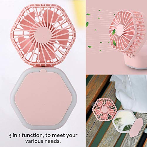 Redxiao Ventilador Ligero Recargable, Ventilador Multifuncional Plegable DC 5V, para Viajes al Aire Libre en climas cálidos(Pink)