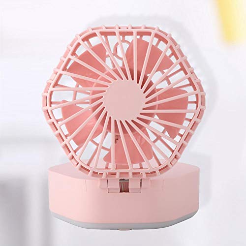 Redxiao Ventilador Ligero Recargable, Ventilador Multifuncional Plegable DC 5V, para Viajes al Aire Libre en climas cálidos(Pink)