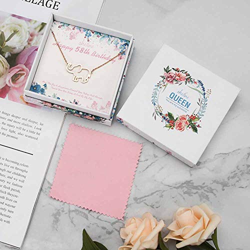 Regalo de cumpleaños 58 para mujer – Collar de elefante de plata de ley 925 para mujer, 58 años de edad, regalos de cumpleaños para mujeres, regalo divertido de 58 cumpleaños para mujer