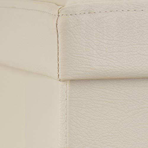 Relaxdays Banco plegable, Baúl de almacenaje, Cuero sintético, 38 x 114 x 38 cm, Crema