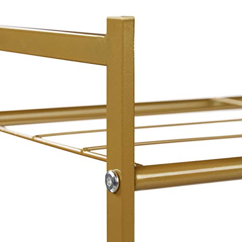 Relaxdays Schuhregal Sandra-Zapatero de 2 Niveles, para 6 Pares de Zapatos, Abierto, Metal, Altura aproximada: 33,5 x 69,5 x 26 cm, Color Dorado, 1 Unidad