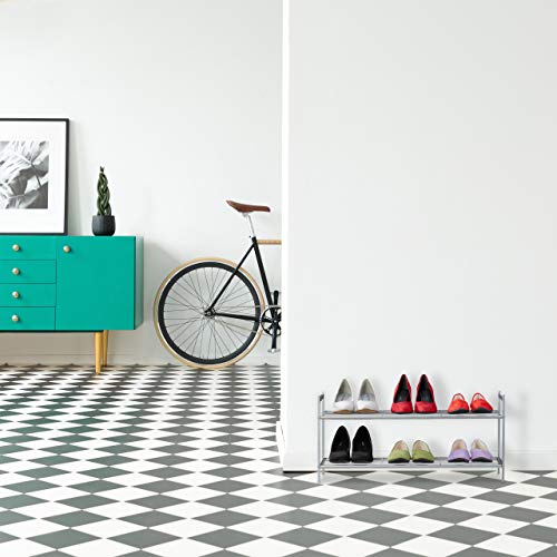 Relaxdays Schuhregal Sandra-Zapatero de 2 Niveles, para 6 Pares de Zapatos, Abierto, Metal, Altura aproximada: 33,5 x 69,5 x 26 cm, Color Dorado, 1 Unidad