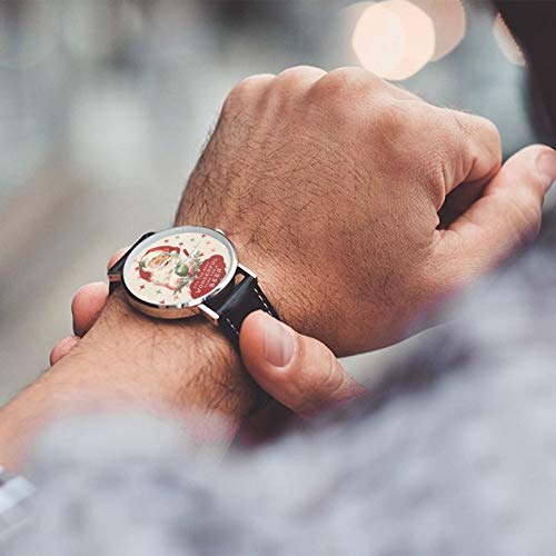 Reloj de pulsera de cuarzo, divertido Santa Navidad, maravilloso tiempo para una cerveza, resistente al agua, correa de piel sintética, reloj de cuarzo clásico casual de acero inoxidable