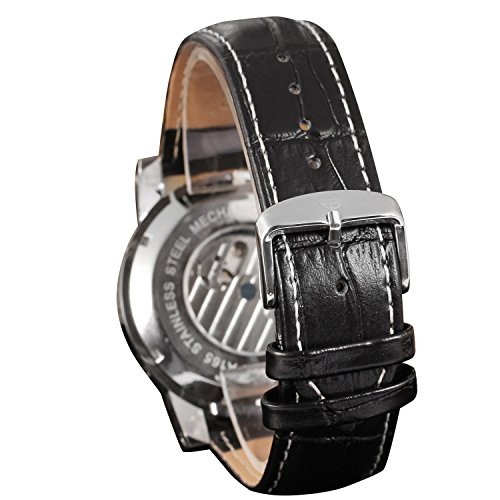 Reloj de pulsera de piel automático para hombre Forsining, tourbillon, FSG165M3S4