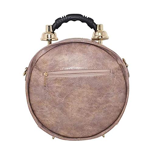 Reloj de Trabajo Real Funcional para Mujer Elegante Bolso de Mano Clásico Redondo etro Bolso Vintage Bolso de Embrague de Hombro Bolso Steampunk (Pink)