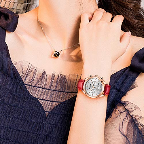 Reloj Mujer Reloj de Pulsera para Mujer (Cuarzo, Resistente al Agua, Correa de Piel auténtica)