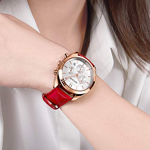 Reloj Mujer Reloj de Pulsera para Mujer (Cuarzo, Resistente al Agua, Correa de Piel auténtica)