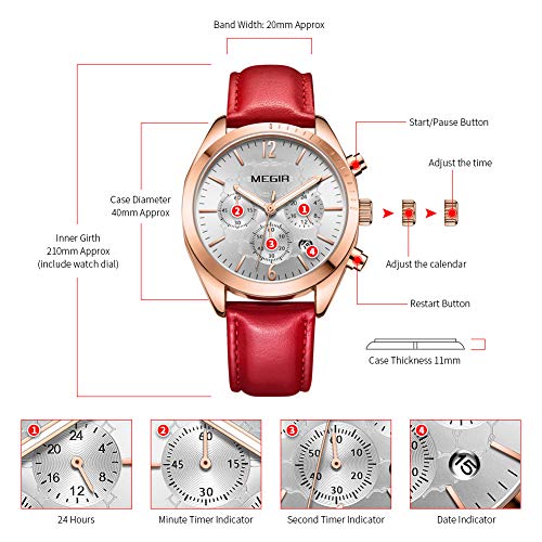 Reloj Mujer Reloj de Pulsera para Mujer (Cuarzo, Resistente al Agua, Correa de Piel auténtica)