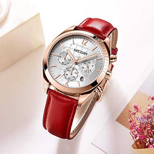 Reloj Mujer Reloj de Pulsera para Mujer (Cuarzo, Resistente al Agua, Correa de Piel auténtica)