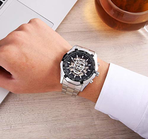 Relojes De Pulsera,Reloj Mecánico Automático De Negocios Huecos De Moda, Todas Las Uñas De Rosas Negras Y Negras