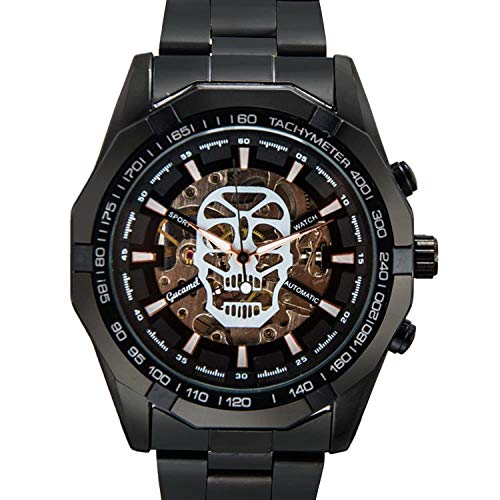 Relojes De Pulsera,Reloj Mecánico Automático De Negocios Huecos De Moda, Todas Las Uñas De Rosas Negras Y Negras