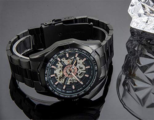 Relojes De Pulsera,Reloj Mecánico Automático Deportivo De Moda Empresarial, Todas Las Uñas De Rosas Negras Y Negras