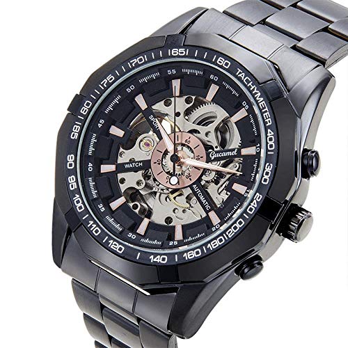 Relojes De Pulsera,Reloj Mecánico Automático Deportivo De Moda Empresarial, Todas Las Uñas De Rosas Negras Y Negras