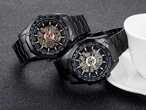 Relojes De Pulsera,Reloj Mecánico Automático Deportivo De Moda Empresarial, Todas Las Uñas De Rosas Negras Y Negras