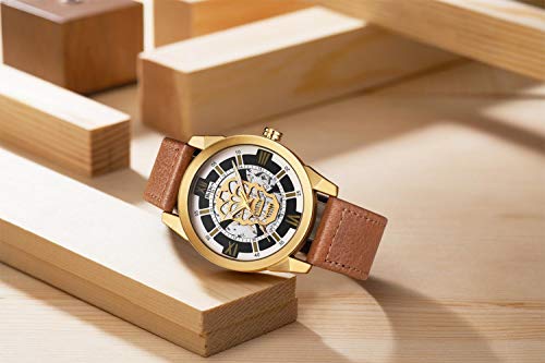 Relojes Hombre,Personalidad Ahuecada Cabeza Red con Reloj Tendencia Cara Truco Reloj Cara Negro