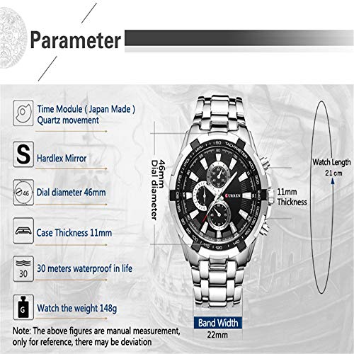 Relojes primeras Marcas Hombres Moda y Casual Relojes de Pulsera de Cuarzo para Hombre Relojes de Pulsera de Acero Deportivos analógicos clásicos Relojes