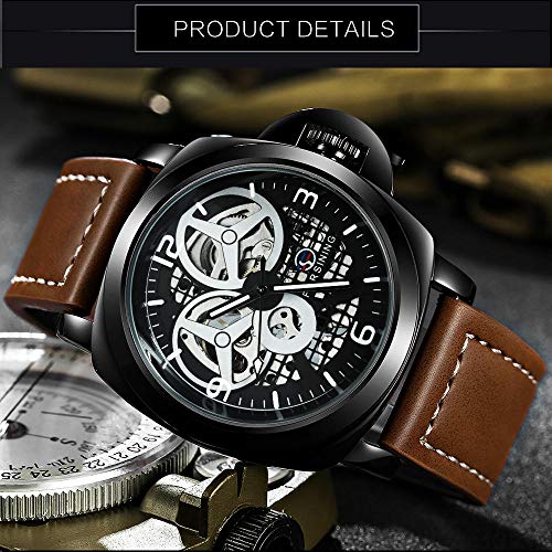 Relojes Reloj para Hombres Reloj Skeleto Relojes De Pulsera Mecánicos Automáticos Militares para Hombre Correa De Líder Mate @ Rose Golden