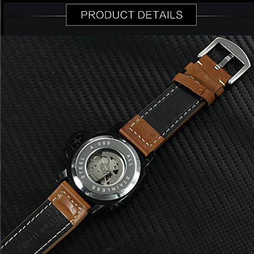 Relojes Reloj para Hombres Reloj Skeleto Relojes De Pulsera Mecánicos Automáticos Militares para Hombre Correa De Líder Mate @ Rose Golden