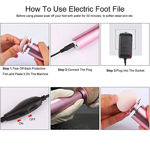 Removedor de Callo Del Pie Eléctrico, Velocidad Ajustable de Removedor Profesional de Callos, Removedor de Callos Potente Lima de Pies con 60 Almohadillas de Lijado de Repuesto