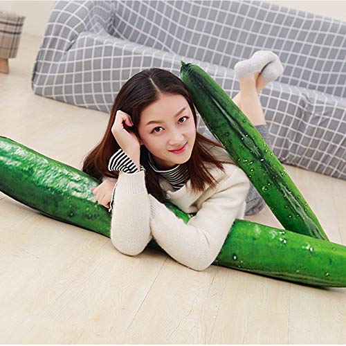 RENJIANFENG Cojines De Verduras De Pepino Simulados, Tela De Felpa Corta, Relleno De Algodón PP, Almohadas De Cintura con Respaldo, Almohada De Personalidad, 20 Pulgadas,55cm