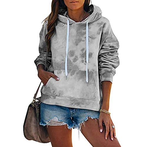 ReooLy Pull-Over, Sudadera con Capucha y Estampado navideño de Manga Larga para Mujer(Gris，XXL)