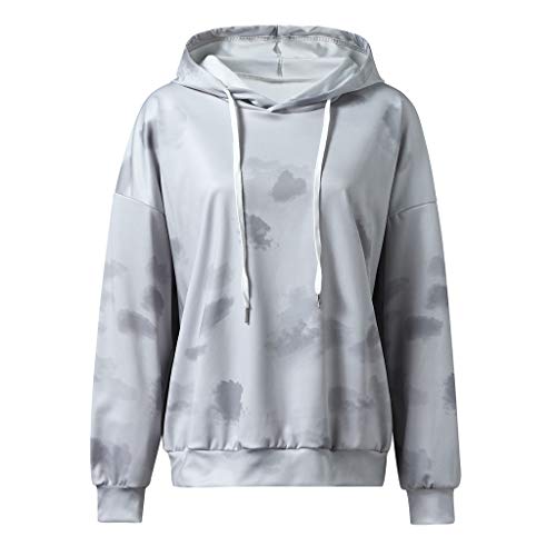 ReooLy Pull-Over, Sudadera con Capucha y Estampado navideño de Manga Larga para Mujer(Gris，XXL)