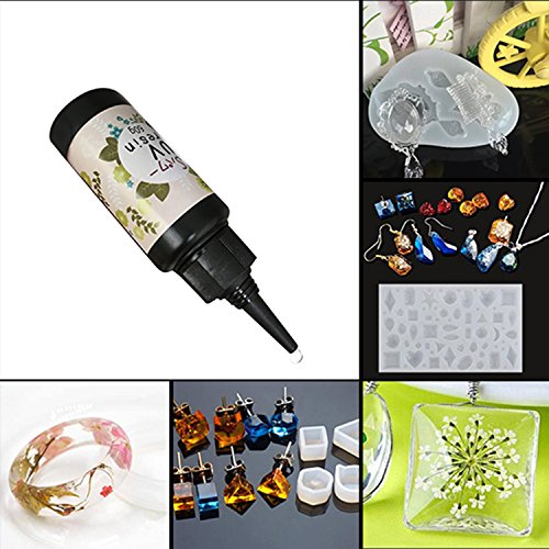 Resina UV 60g DIY Pegamento para la joyería de bricolaje Tipo duro curado ultravioleta Resina de la curación solar Luz del sol activado Artesanías Transparente claro (60g)