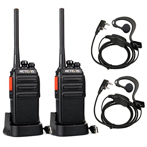 Retevis RT24 Walkie Talkie Recargable, Walkies Profesionales, PMR446 sin Licencia 16 Canales CTCSS/DCS VOX, Walkie Talkie con Cargador USB y Pinganillo, Apto para Adultos y Niños (Negro,1 Par)