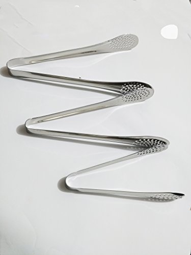 RETON pinzas para servir de cocina de acero inoxidable con orificios de malla, pinzas de cocina resistentes para verduras, ensaladas, barbacoa, pan tostado, bollería, sándwich (S+M+L)