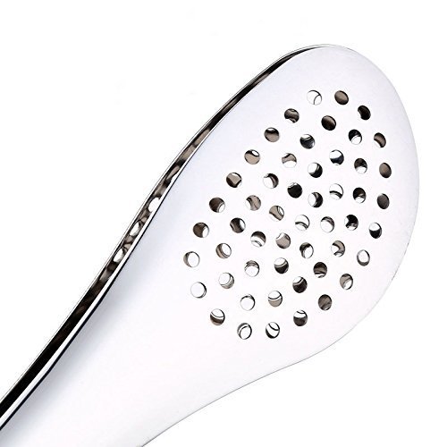 RETON pinzas para servir de cocina de acero inoxidable con orificios de malla, pinzas de cocina resistentes para verduras, ensaladas, barbacoa, pan tostado, bollería, sándwich (S+M+L)