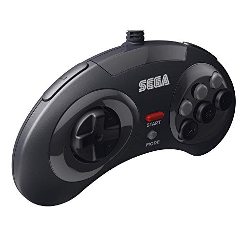 Retro-Bit Official SEGA Mega Drive USB Controller 8-Button Arcade Pad for PC, Mac, Steam, RetroPie, Raspberry Pi - USB Port - Black [Importación inglesa]