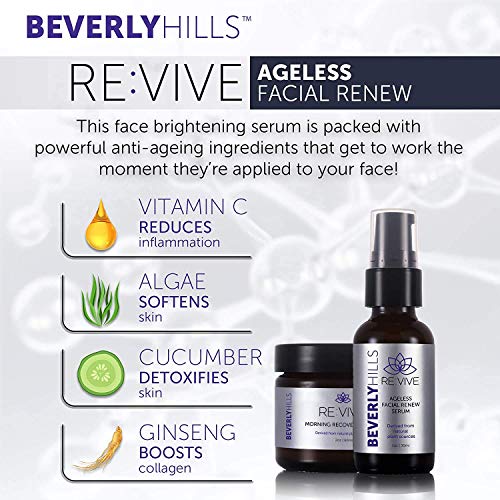 Revive - Kit de Cuidado de la Piel para Mujer con 4 Productos: Tratamiento para Ojos Cansados y Sérum Antiedad (30 ml), Máscara Facial de Carbón Activado y Crema de Recuperación Matutina (60 ml)