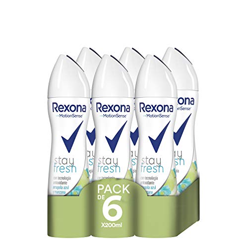 Rexona Stay Fresh Desodorante Antitranspirante Manzana - Pack de 6 x 200 ml (Total: 1200 ml)