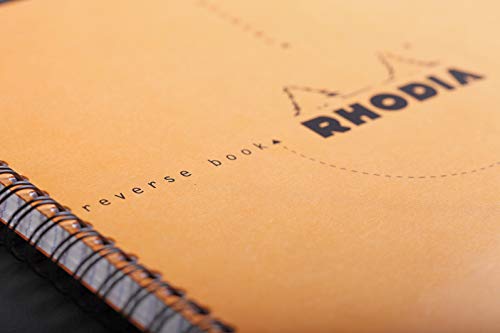 Rhodia 193638C - Libreta Reverse Book cuadriculado de anillas, Tamaño 21 x 21 cm, 80 hojas, color naranja