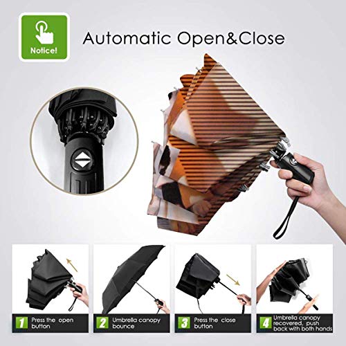 Rick Springfield Fuerte a Prueba de Viento Stormproof Plegable Viaje para Mujeres Hombres protección UV automático Triple Paraguas Plegable Umbrell