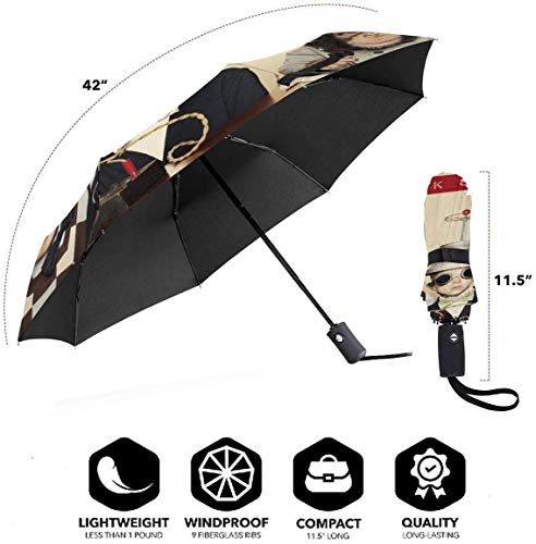 Rick Springfield Fuerte a Prueba de Viento Stormproof Plegable Viaje para Mujeres Hombres protección UV automático Triple Paraguas Plegable Umbrell
