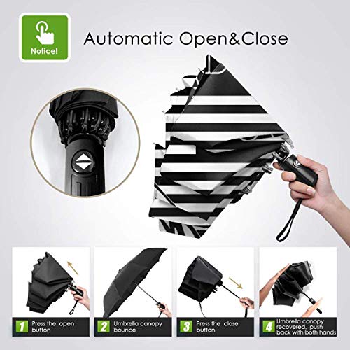 Rick Springfield Fuerte a Prueba de Viento Stormproof Plegable Viaje para Mujeres Hombres protección UV automático Triple Paraguas Plegable Umbrell