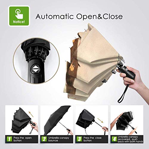 Rick Springfield Fuerte a Prueba de Viento Stormproof Plegable Viaje para Mujeres Hombres protección UV automático Triple Paraguas Plegable Umbrell
