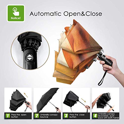 Rick Springfield Fuerte a Prueba de Viento Stormproof Plegable Viaje para Mujeres Hombres protección UV automático Triple Paraguas Plegable Umbrell