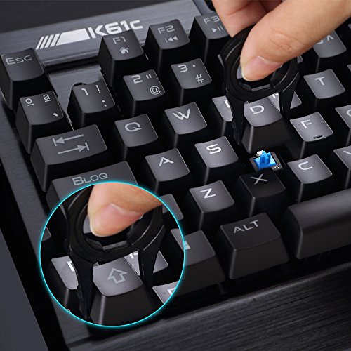 Rii K61C Teclado Gaming Mecánico 104 Teclas Anti-Ghosting Teclado de Ordenador retroiluminado con 3 Teclas de Macros (Layout Español)
