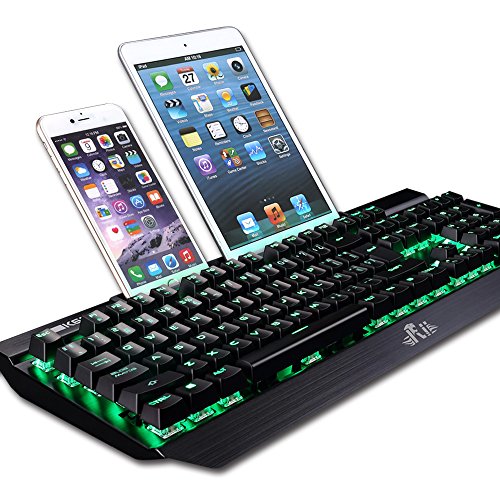 Rii K61C Teclado Gaming Mecánico 104 Teclas Anti-Ghosting Teclado de Ordenador retroiluminado con 3 Teclas de Macros (Layout Español)