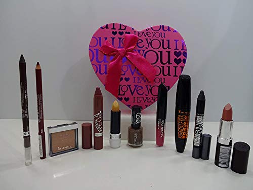 Rimmel London – Caja de belleza de lujo con base de regalo mate gratis envuelta en polietileno rosa, 10 piezas