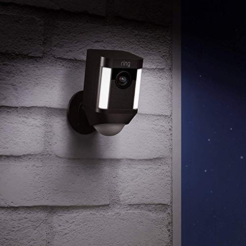 Ring Spotlight Cam Battery | Cámara de seguridad HD con foco LED, alarma, comunicación bidireccional, funciona con batería | Incluye una prueba de 30 días gratis del plan Ring Protect