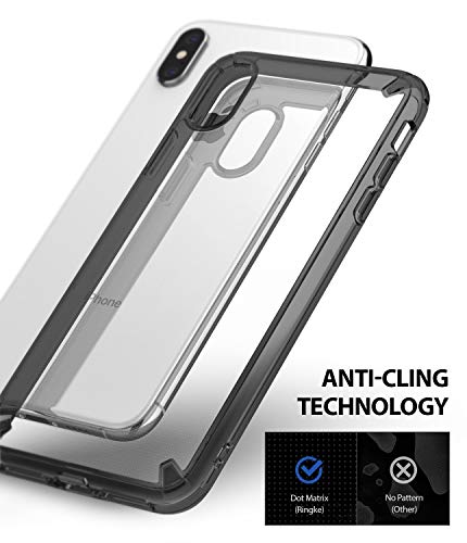 Ringke Fusion Compatible con Funda iPhone XS MAX 6.5" Clear PC Transparente Back TPU Bumper [Drop Defense] Biselado Bezels Scratch Protection Cubierta para Apple iPhone XS MAX (2018) - Smoke Black