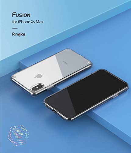 Ringke Fusion Compatible con Funda iPhone XS MAX 6.5" Clear PC Transparente Back TPU Bumper [Drop Defense] Biselado Bezels Scratch Protection Cubierta para Apple iPhone XS MAX (2018) - Smoke Black