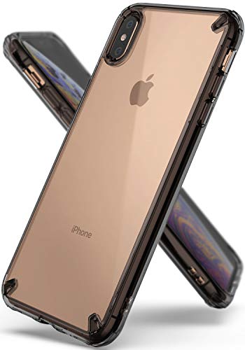 Ringke Fusion Compatible con Funda iPhone XS MAX 6.5" Clear PC Transparente Back TPU Bumper [Drop Defense] Biselado Bezels Scratch Protection Cubierta para Apple iPhone XS MAX (2018) - Smoke Black
